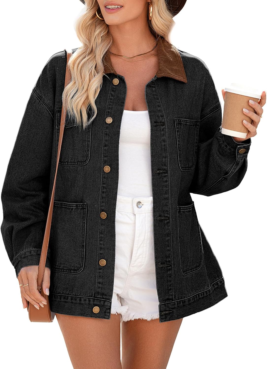 Dokotoo Jean Jacket Women Trendy Fall Fashion Long Sleeve Denim Jacket Corduroy Collar Barn Jackets Oversized Coat 2025 - Image 8