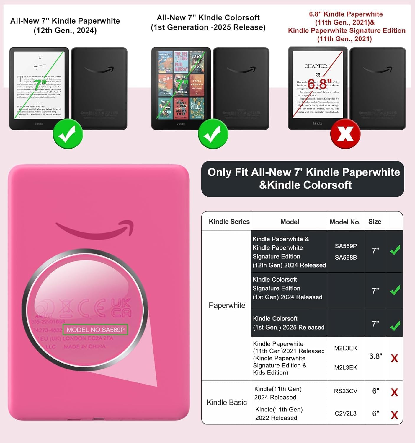 Custodia per Kindle Paperwhite di 12a generazione 2024 e Kindle Colorsoft Signature Edition, regalo per gli amanti dei libri, custodia protettiva leggera in pelle PU con cinturino da polso auto sleep