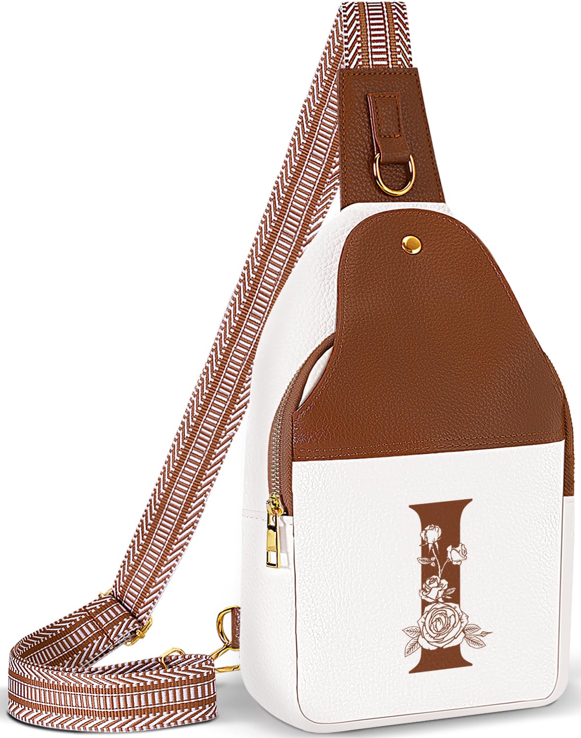 Lizznoe Personalized Crossbody Bag for Women Leather Sling Bags with Initial Letter Chest Bag for Travel, Gift for Mom Wife