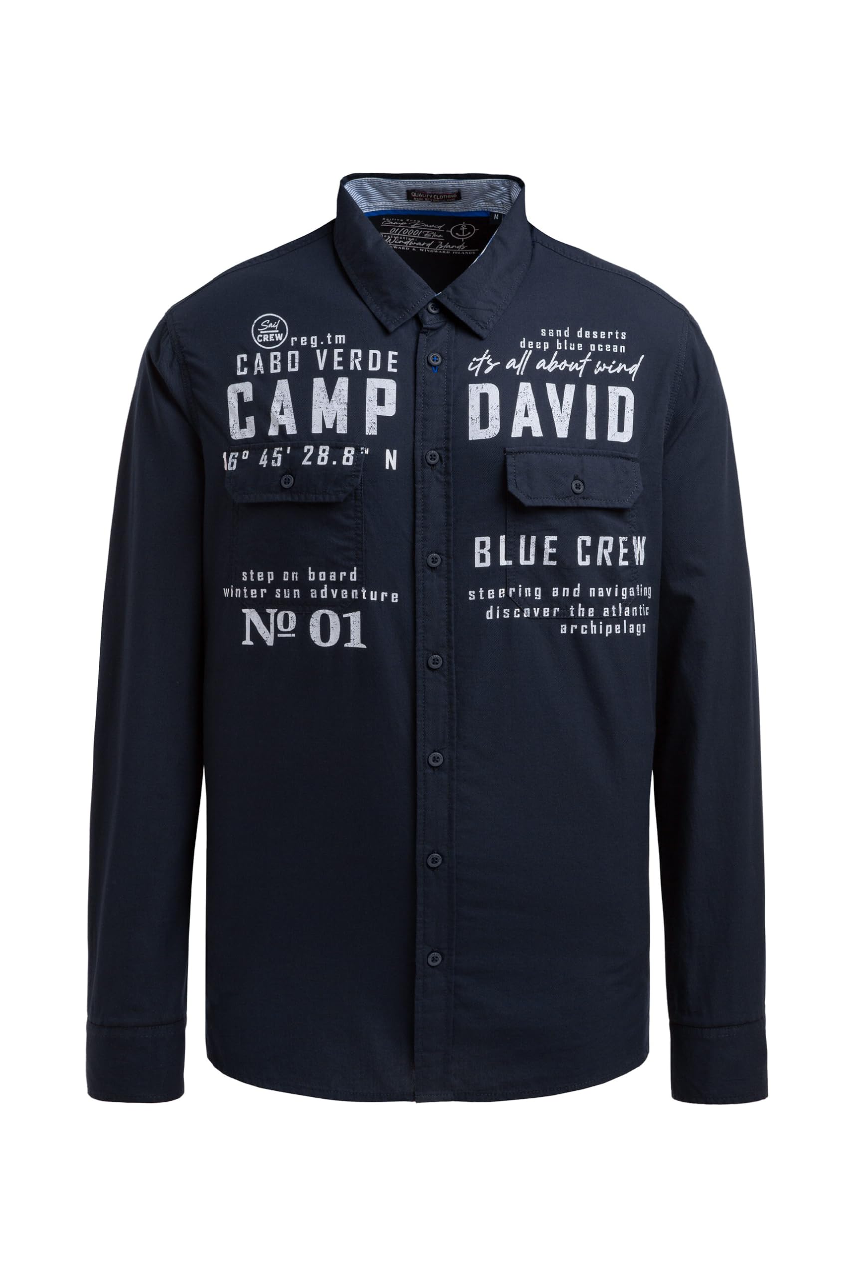 Camp David Herren Langarmhemd mit Klappentaschen und Prints