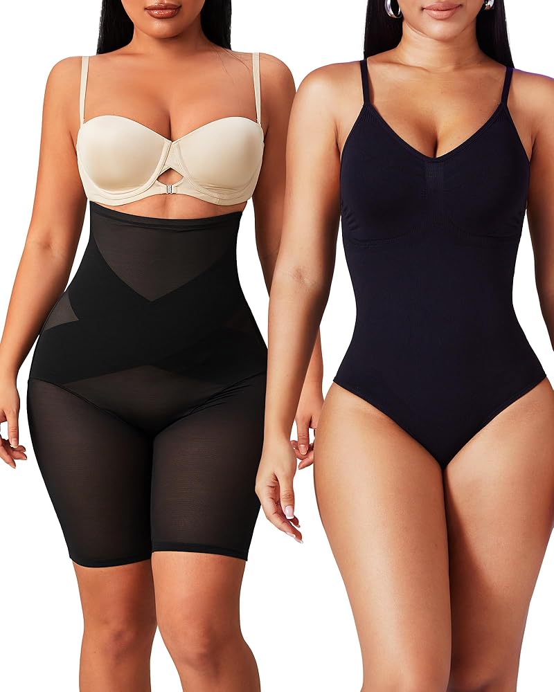 MOVWIN Women's Tummy Control Shapewear Set, High Waist Thigh