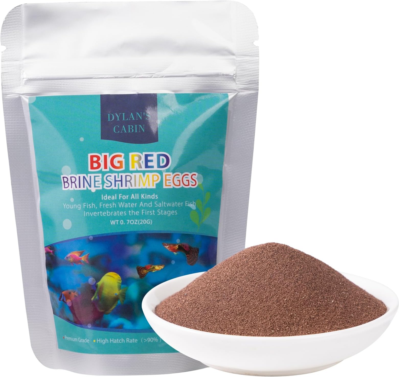 Brine Shrimp Eggs Fish Food - 90% Hatch Rate for Aquatic Foods Baby Aquarium Fish Freshwater Saltwater Marine Tank Hatchery Fry 20G