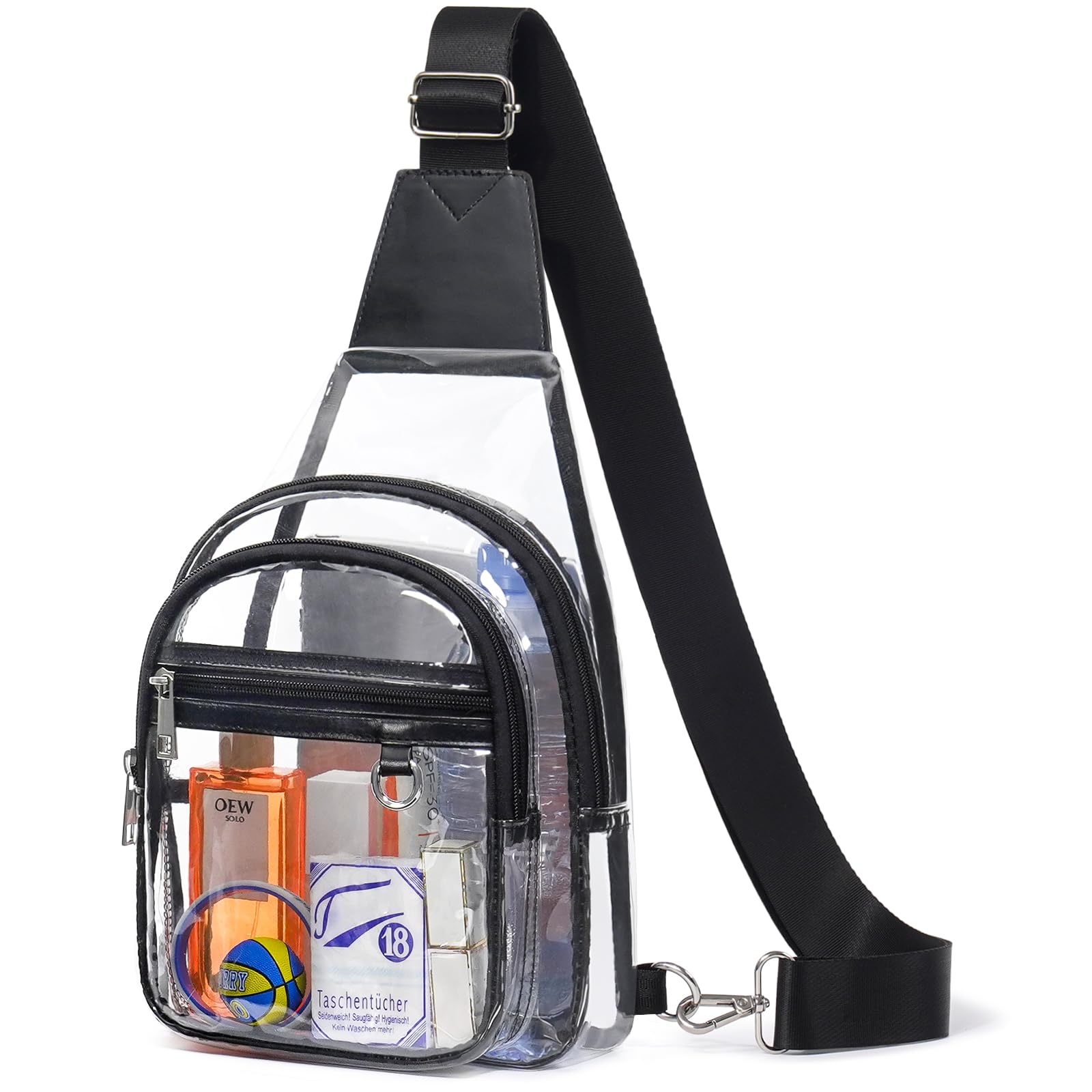 QOECI Clear Bag for Stadium Events, Clear Crossbody Bag For Women Men, Transparent Purses, See Through Large Sling Backpack