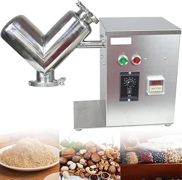 400W V-Type Dry Powder Mixer,2L Stainless Steel Rotary Blender, Automatic High-Speed Granular Mixing Machine,Multifunctional Blender Laboratory,Teaching, Industrial Production & Food Processing