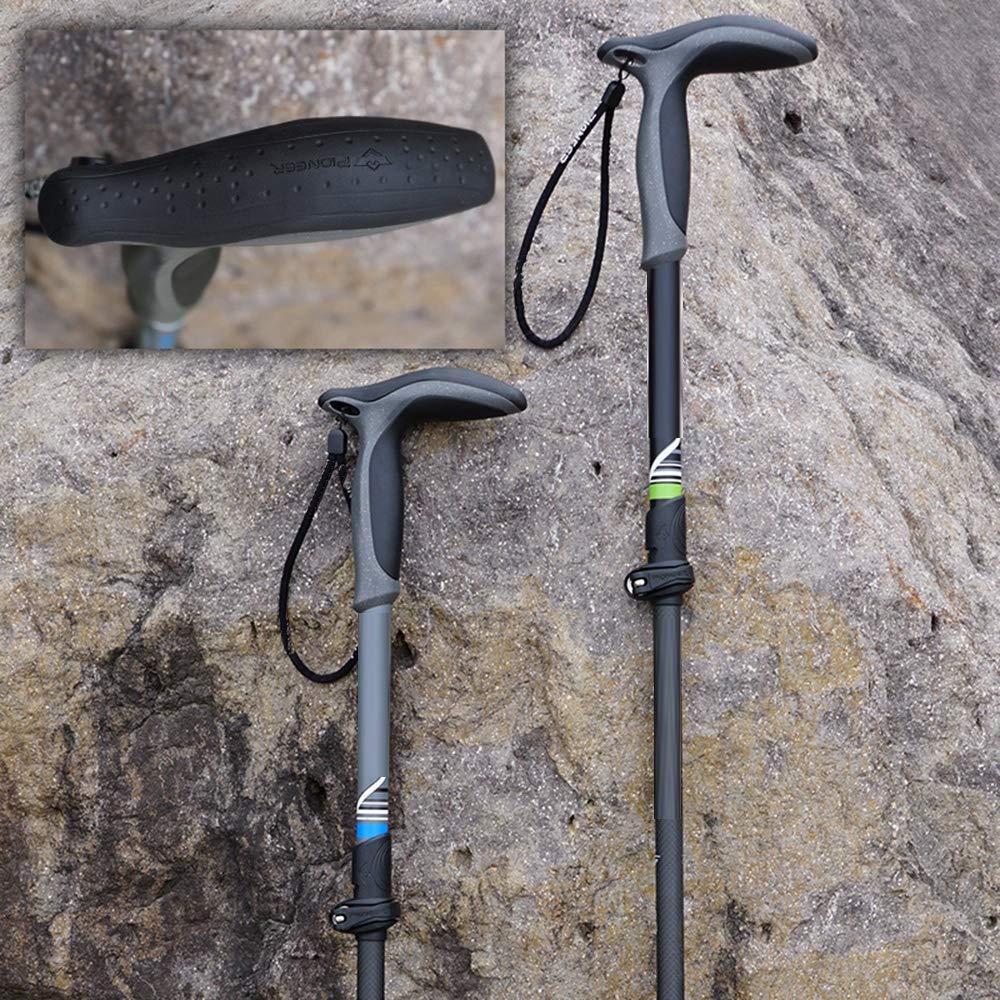 Bastoncini da Trekking Realizzati in Fibra di Carbonio 3k - Pieghevoli, con Sistema Quick Flip Lock, Impugnatura in Sughero e T Bastone Pieghevole Ultraleggero per l'escursionismo Nordico