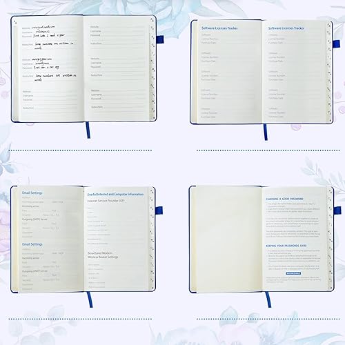 Miniatura 4 de RHONZHAO Libro de contraseñas con pestañas alfabéticas y cerradura, guarda contraseñas para todos tus detalles de Internet. Cuaderno de contraseñas