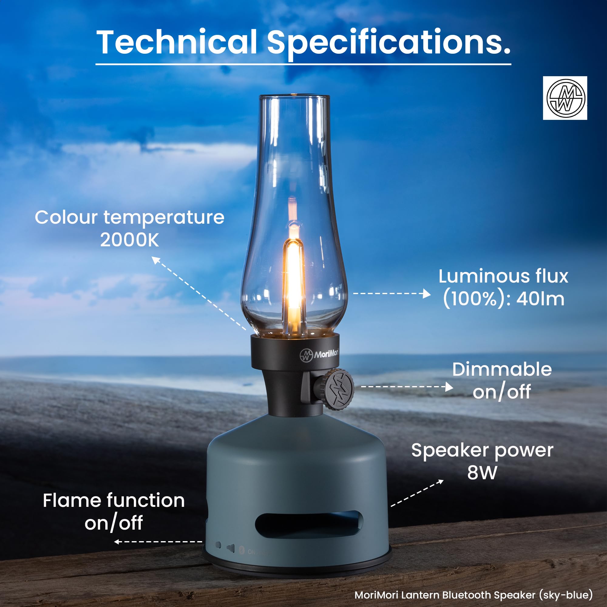 KOOKOO MoriMori Lampada di design con altoparlante (azzurro)