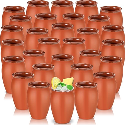 Gejoy 30 piezas de 12 onzas Cantaritos De Barro Mexicanos Mini Cantaritos Shooters Cerámica Cóctel Vasos para Margaritas Mojitos Mexicanos Mexicanos