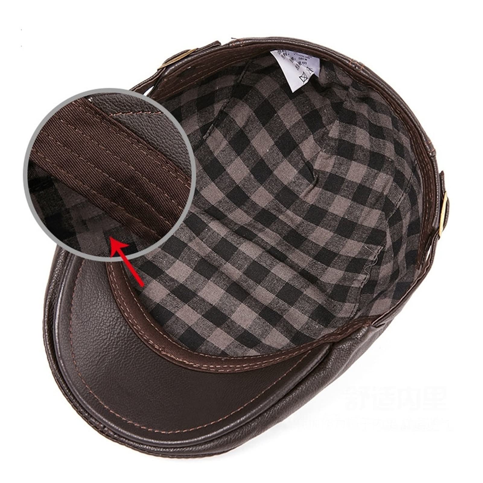 Nowa Moda Płaska Czapka Mężczyźni Brązowy Regulowany DuckBill Hat Mężczyzna Prawdziwej Skóry Multi Zipper Sp-Ring Autumn Cabbie Cap