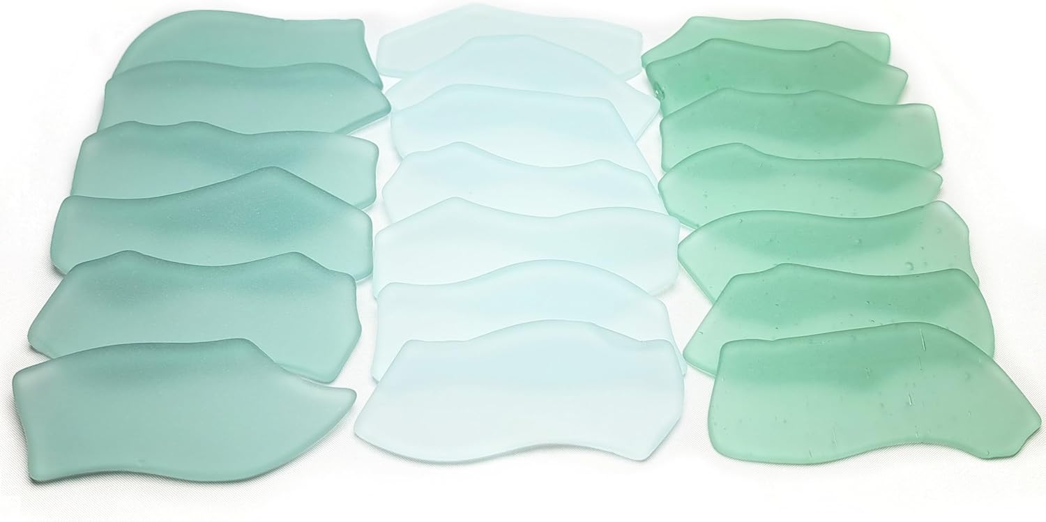 Sea Glass Place Cards - Mixed Green Shades - Irregular Shapes