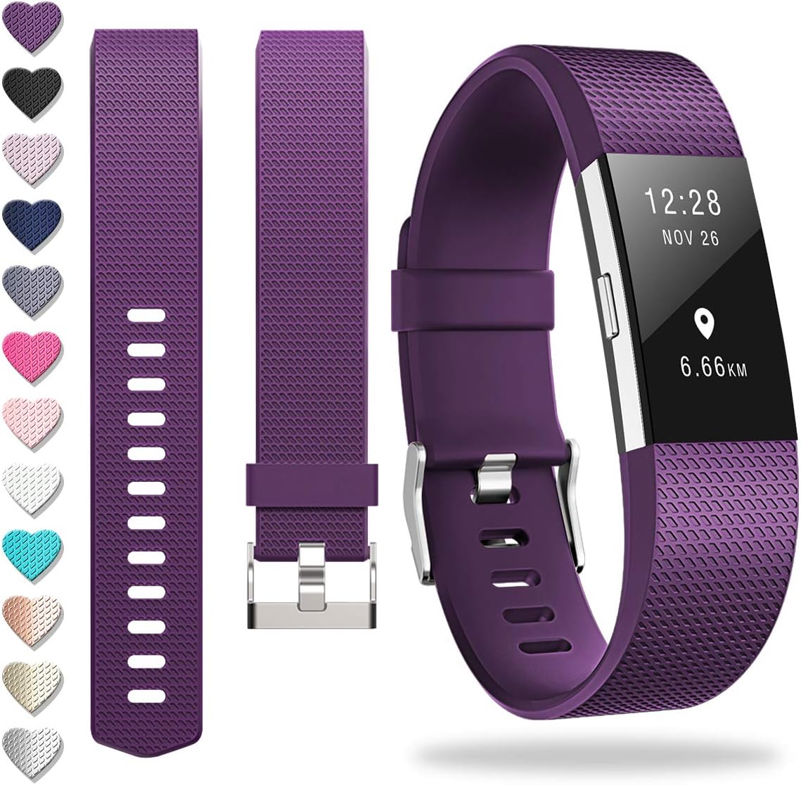 ZEROFIRE Compatible for Fitbit Charge 2, Replacement Adjustable Sport Bands for Charge 2 Heart Rate Fitness Wristbands, Women Men, Small and Large