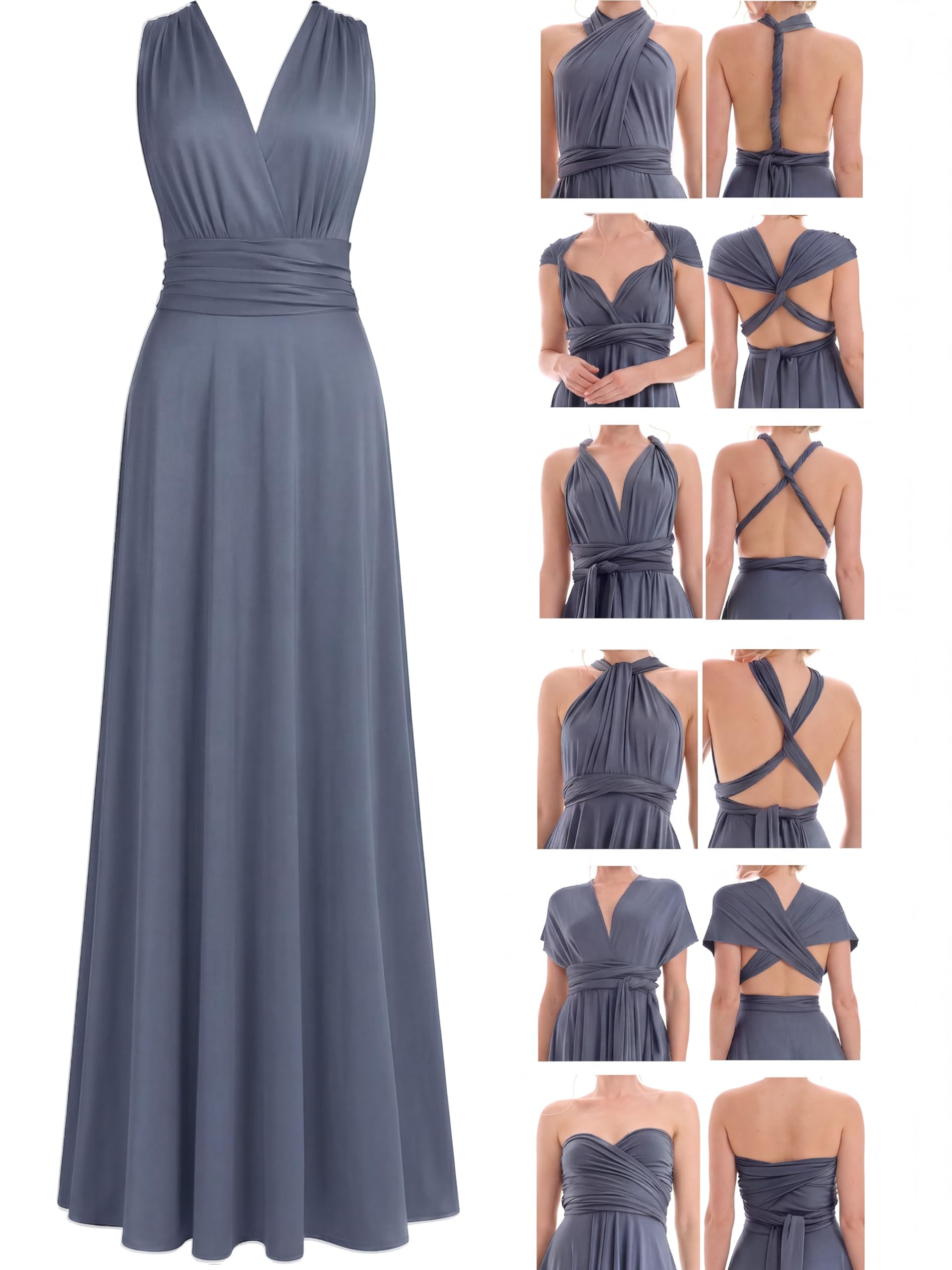 Juvell Abito da Damigella - Abito Infinity Lungo - Abiti da Sera - Top a Fascia Incluso - Vestito Donna Elegante - Boda-Bridesmaid-Baile - 1000