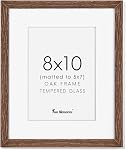 8x10 Cadre photo, Cadres photo en bois de chêne massif, 8 x 10 Cadre photo en bois pour affichage mural ou de table, verre trempé, 8x10 Frame Matted à 5x7