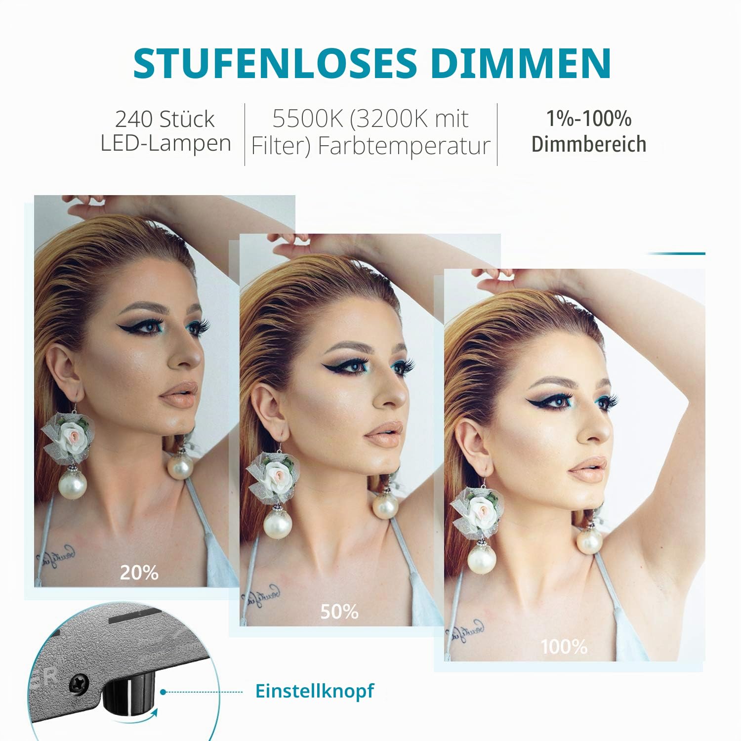 NEEWER Kamera Foto Video Ringlicht Kit: 18 Zoll/48 Zentimeter Außen 52W 5500K dimmbare LED Ringlicht Licht Standplatz Bluetooth Empfänger für Smartphone YouTube Self-Porträt Aufnahmen