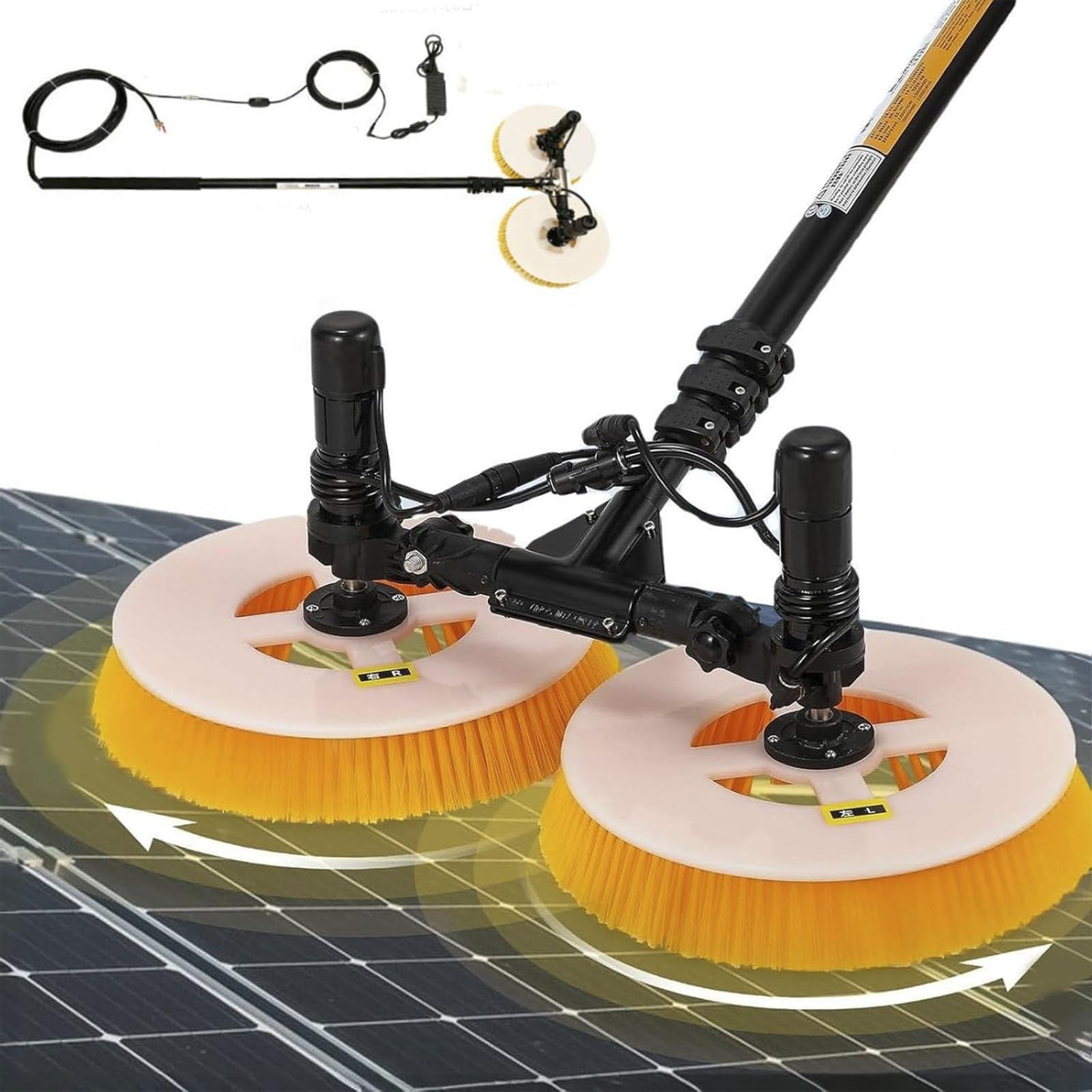 Aioneer Telescopic Cleaning Brush With Hose Kit For Solar Panels And Windows, Long Reach Extension For Hard-To-Reach Areas-3.5m/11.48ft