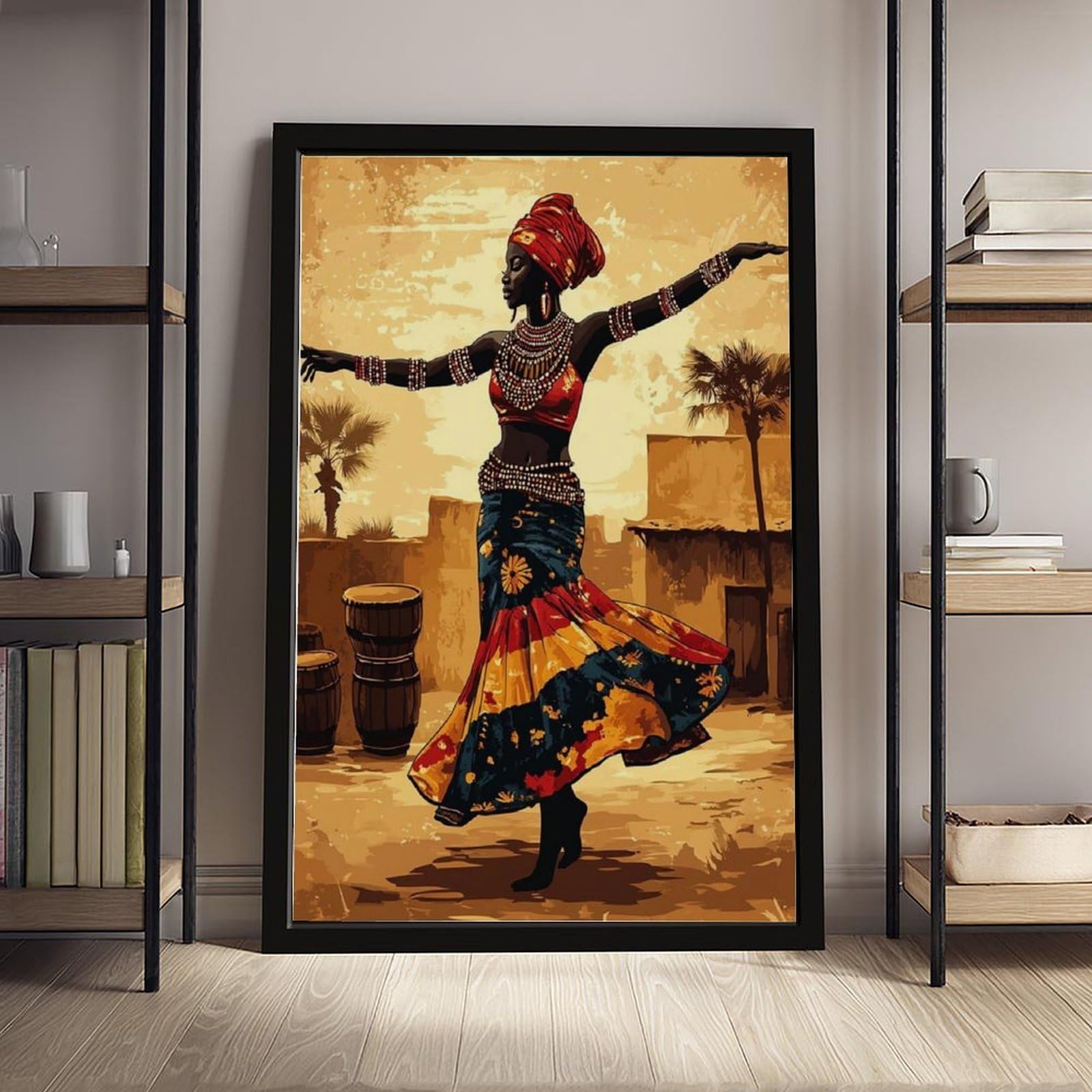 LXWNZE Malian Bambara Dance, poster su tela tradizionale africano festival decorazione camera da letto paesaggio ufficio camera da letto decorazione regalo 40,6 cm L x 61 cm W