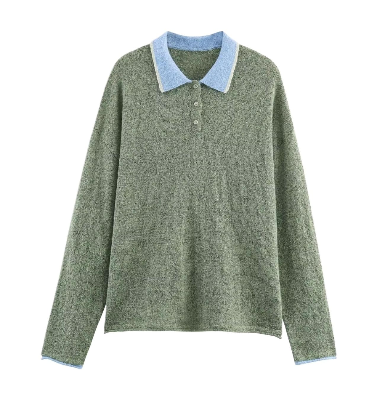 Women Oversized Knit Sweater Long Sleeve Polo Collar Pullover Casual Top Y2K Style Autumn