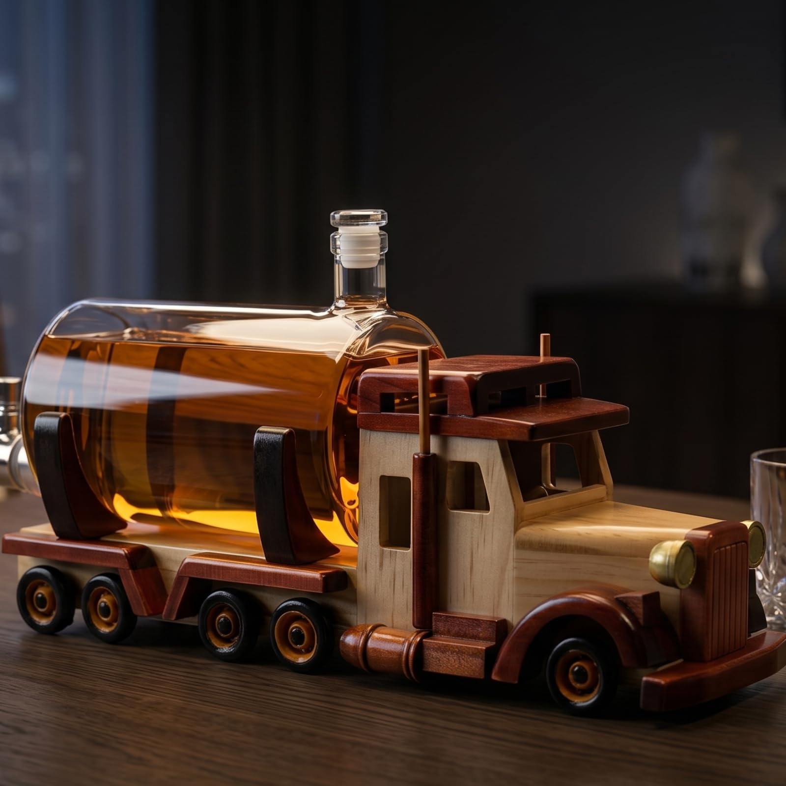 Décanteur de vin et de whisky pour vin, bourbon, scotch ou whisky, cadeau pour les pères, camionneurs, 1000 ml, 45,7 cm de long, cadeaux pour papa, lui – Cadeau de camionneur, cadeau de chauffeur de