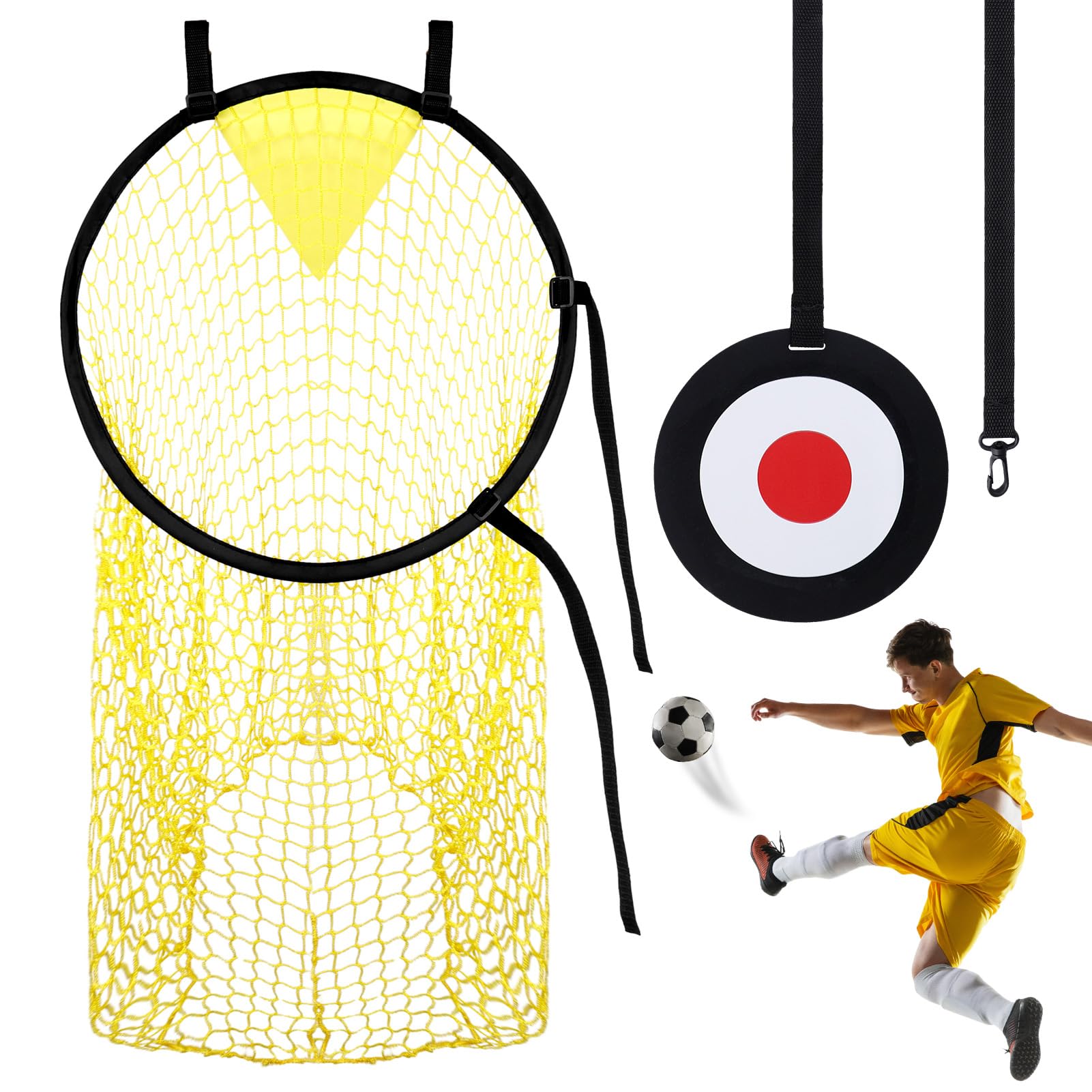 Top Bins Football Goal Target Training Rebound Net,2 PCS Set Kids  Shootings Accuracy Training Practice Equipment