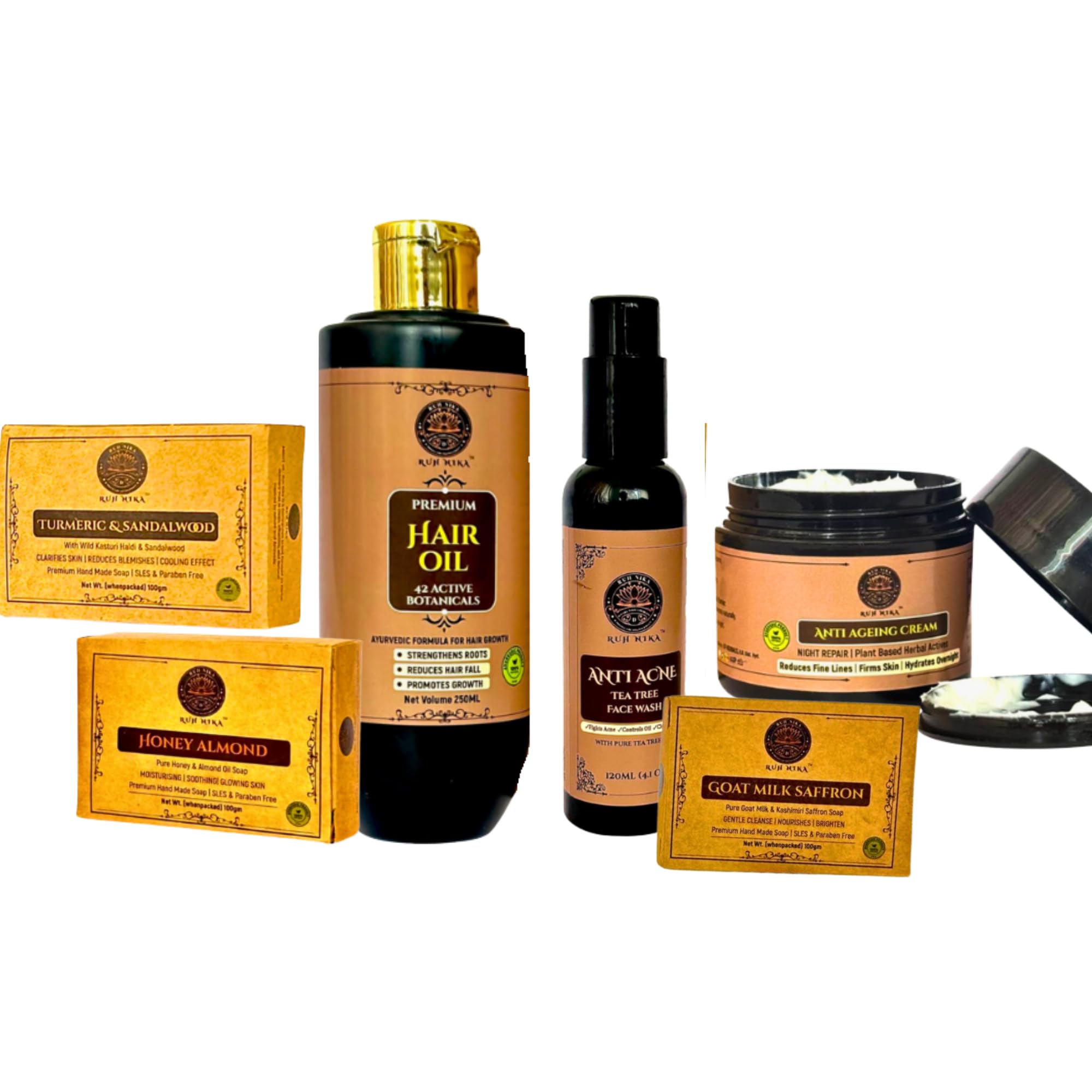 Ultimate Care Combo | Tea Tree Acne Face Wash, Premium Hair Oil, Anti-Ageing Night Cream & Herbal Soaps | Natural Ayurvedic Skin & Hair Care Kit-image-40