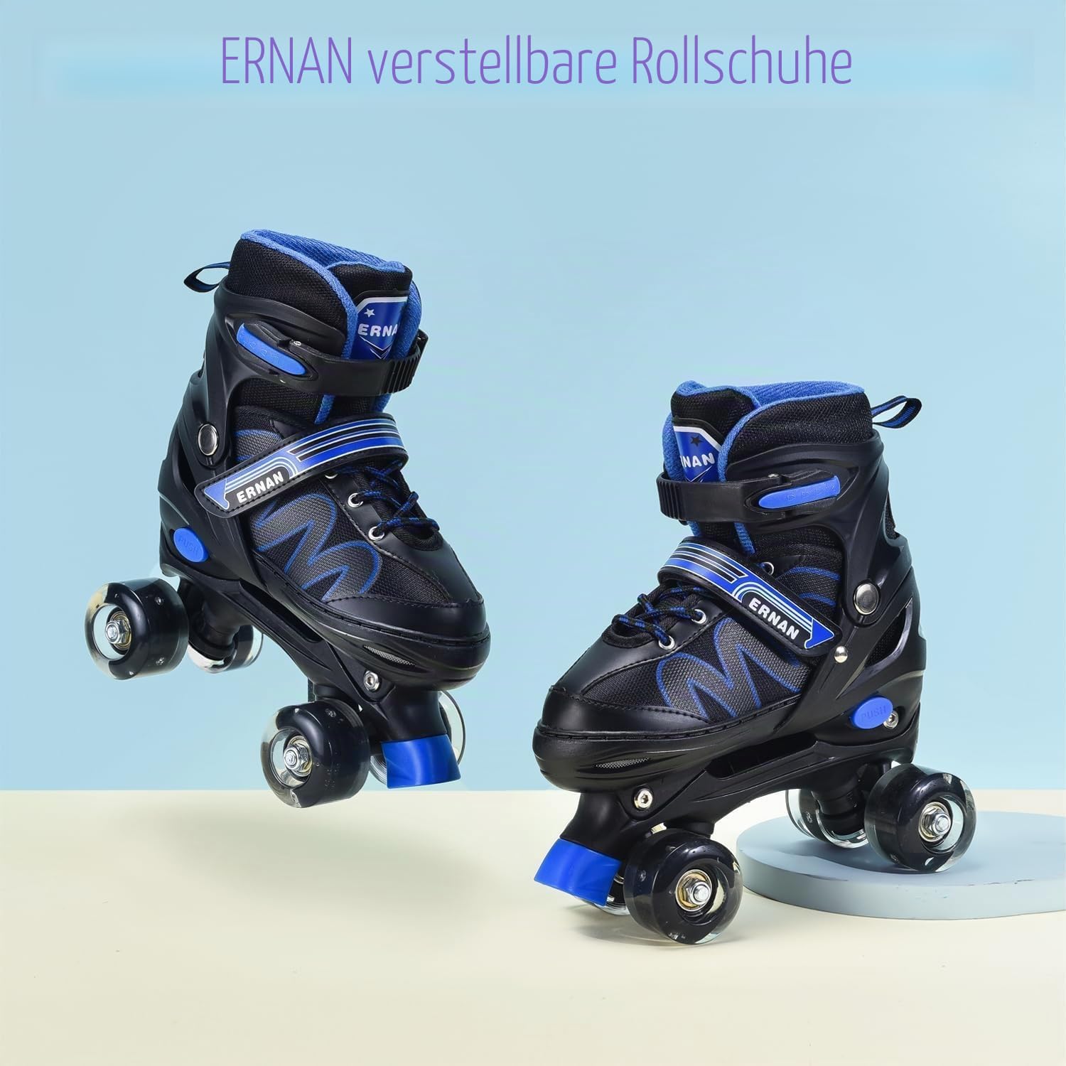 ERNAN Rollschuhe Kinder Verstellbar.komfortabl LED Rollerskates für Jugendliche und Anfänger.4 Größen verstellbar,Rollschuhe für Mädchen,Jungen und Anfänger