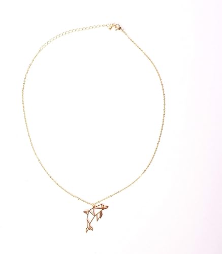 Miniatura 9 de La Menagerie Delfín oro Origami Joyería y collar geométrico dorado Collar de oro chapado en 18 quilates y collares de delfín para mujer Collar de