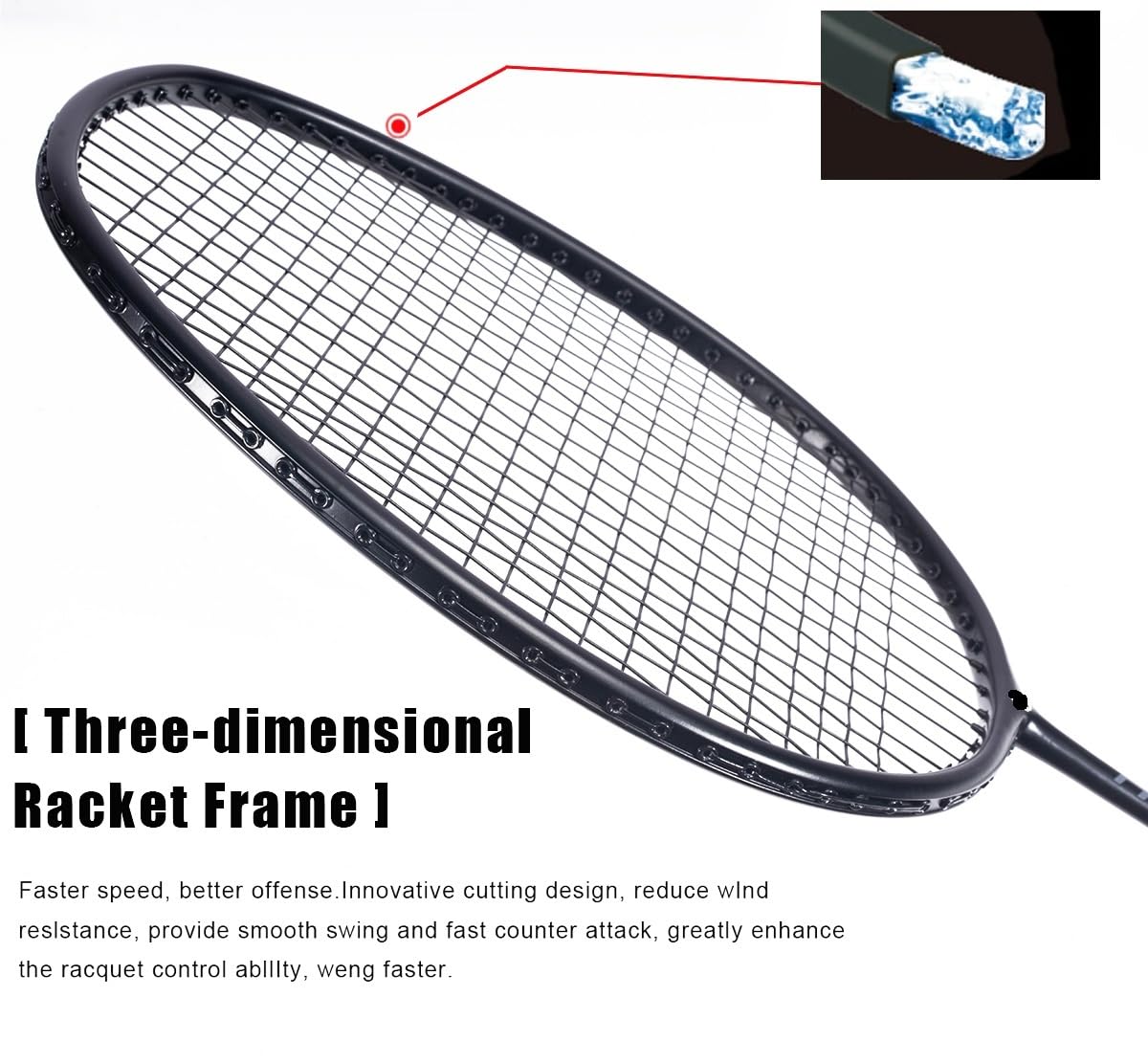 Badminton Set Racchetta da Badminton Ultraleggera 95 g, Resistenza alla trazione di 13 kg, Sport all'Aria Aperta, Fibra Carbonio + Titanio