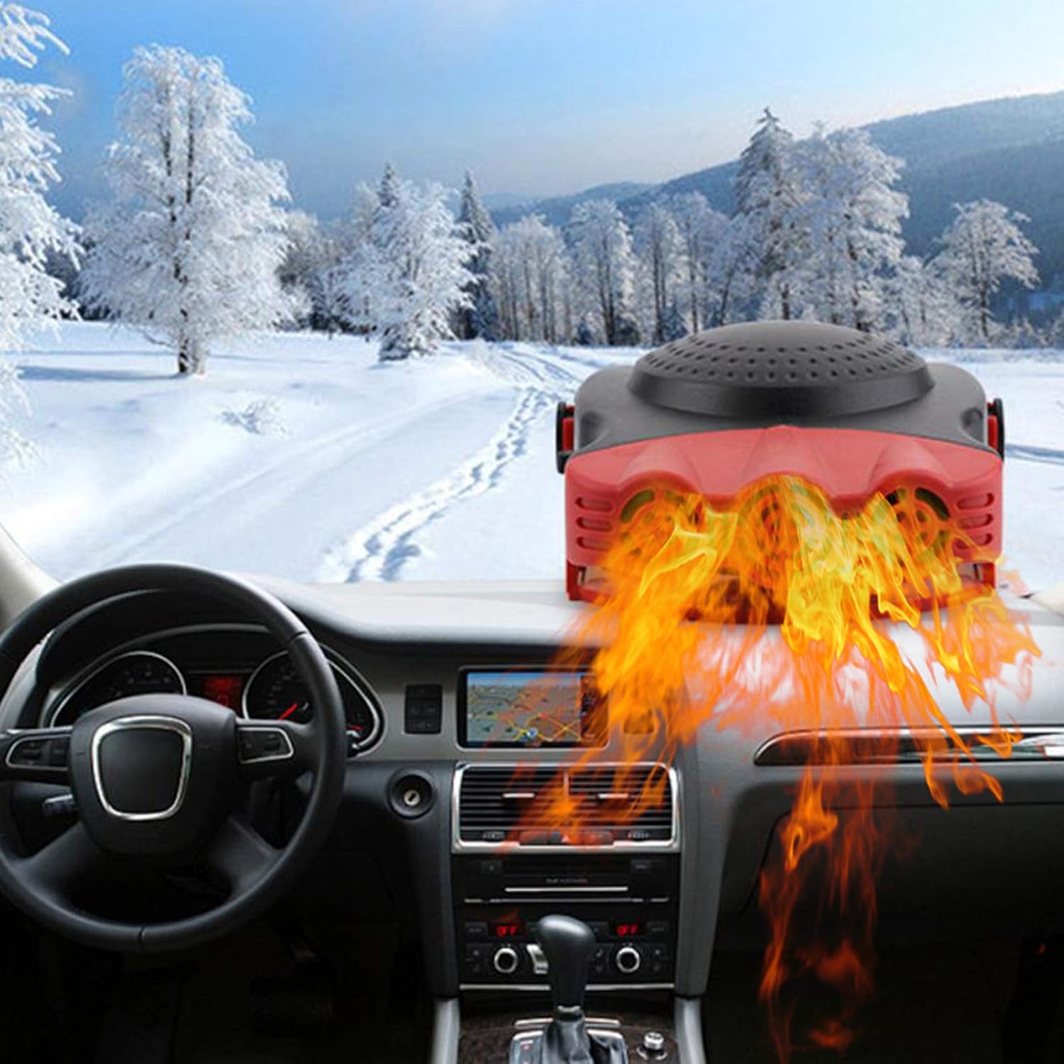 Car Heater 12V Windshield De-Icers 2 in 1 150W Fast Heating & Cooling Fans Cars Defogger Plug in Cigarette Lighter : Electronics