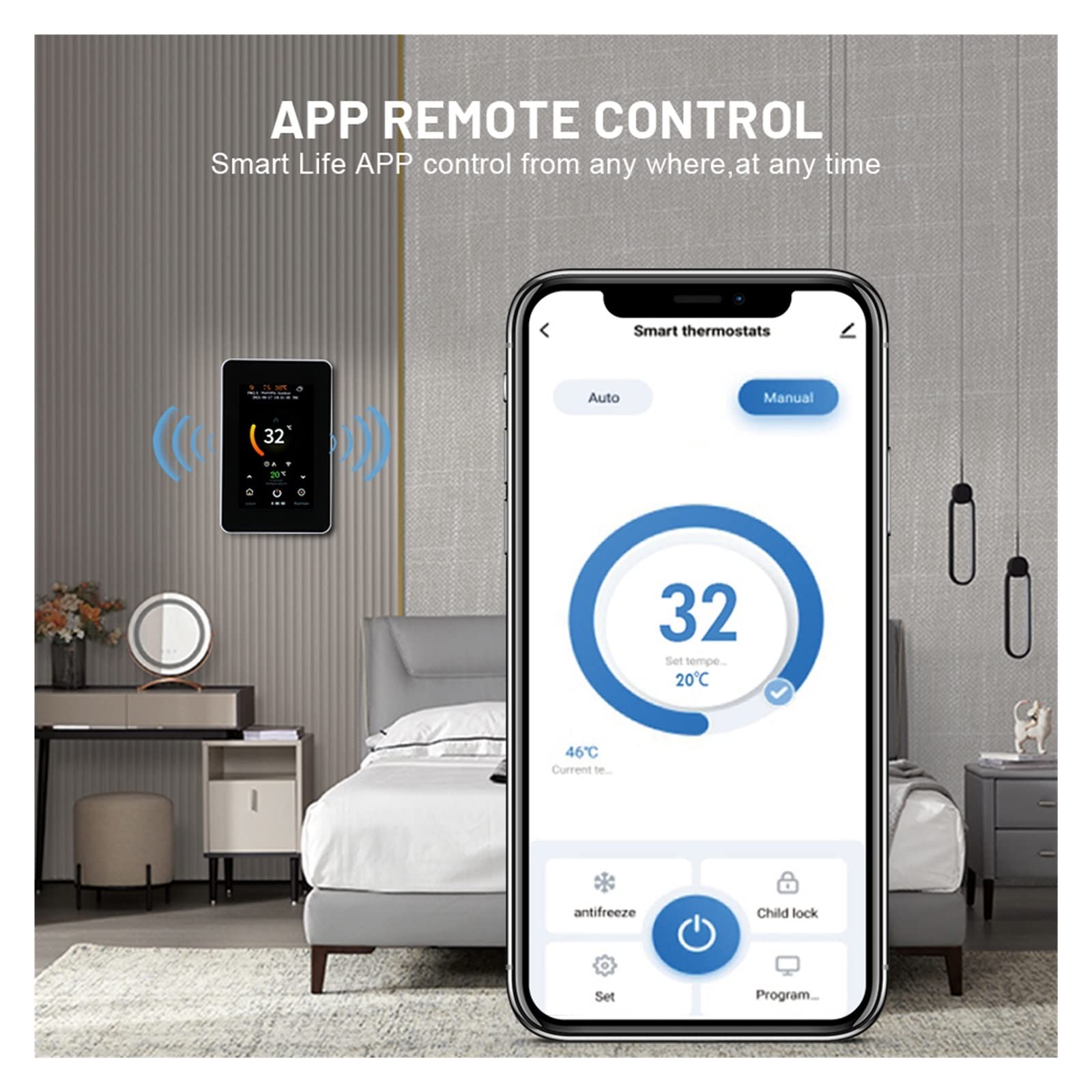 WiFi Smart Thermostat Floor de chauffage électrique Contrôleur de température de chauffage de l'eau CO2 Et capteur d'humidité(Electric Heating B)