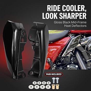Black Mid-Frame Air Deflector Heat Shields Deflector for Harley Road Street Glide 2024 2025