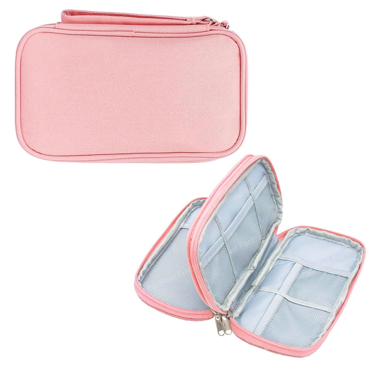 FunBlast Travel Organizer Pouch for USB Cable, Power Bank, Charger, Hard Disk & Digital Gadgets, Digital Organizer Pouch with Mesh Pockets, Dual Zippers & Elastic Loops for Travel (Pink) (B0D5YBB8CX) Amazon Price History, Amazon Price Tracker
