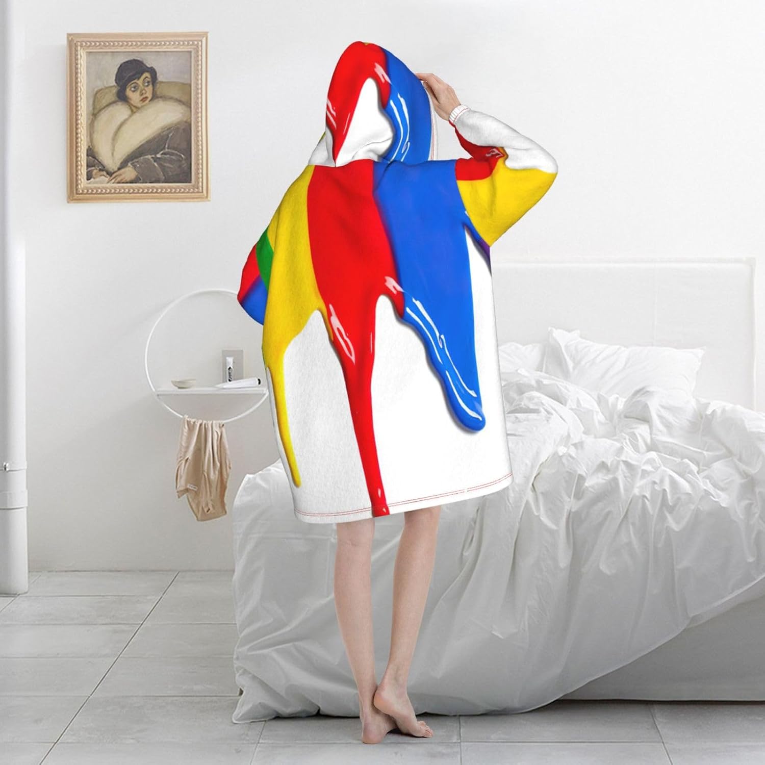 Paint Splatter Backdropprint Oversized Hoodie Blanket, Super Soft Warm Comfortable Hoodie, Wearable Blanket Adult