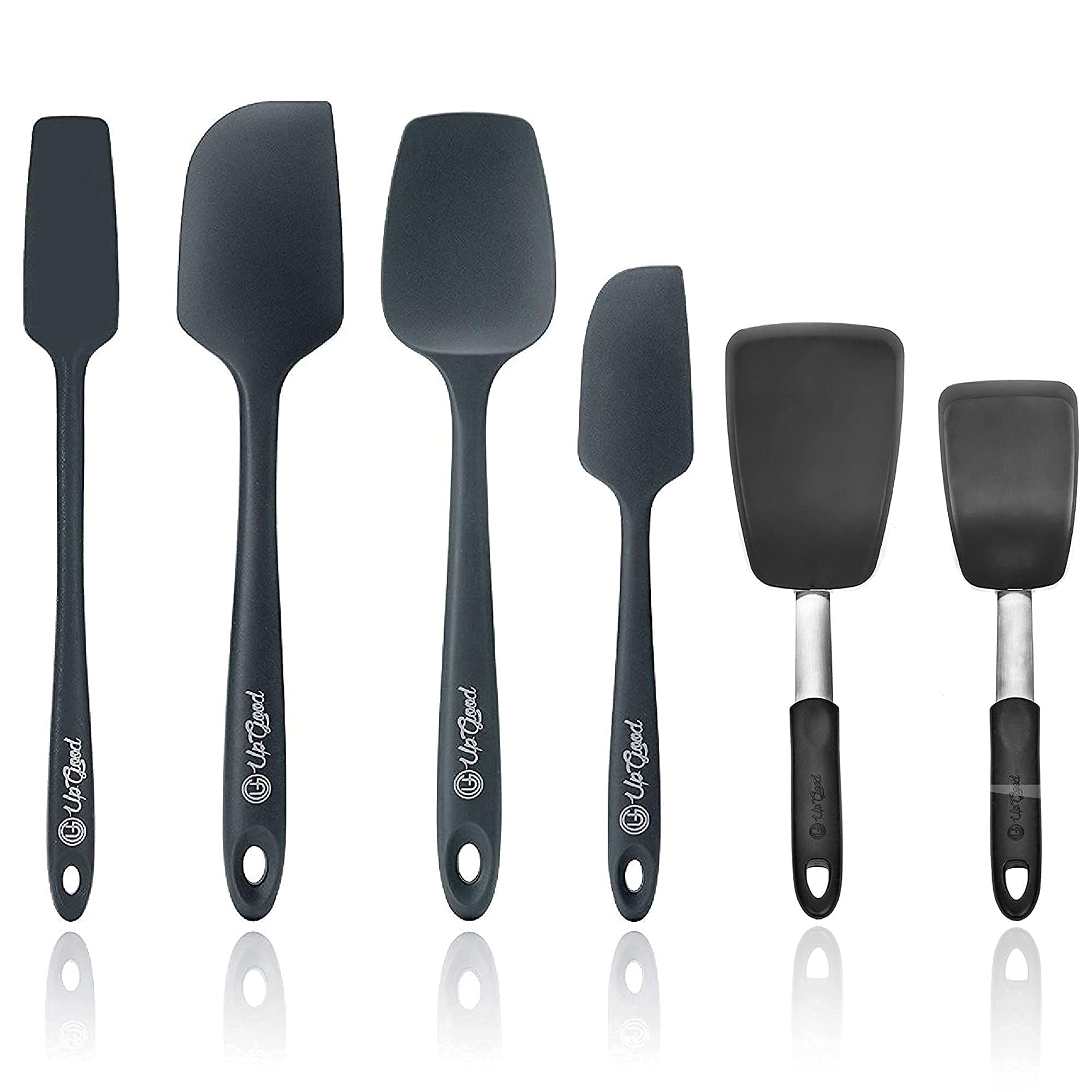 4 Piece Silicone Spatula Set (Gray) and Turner Set