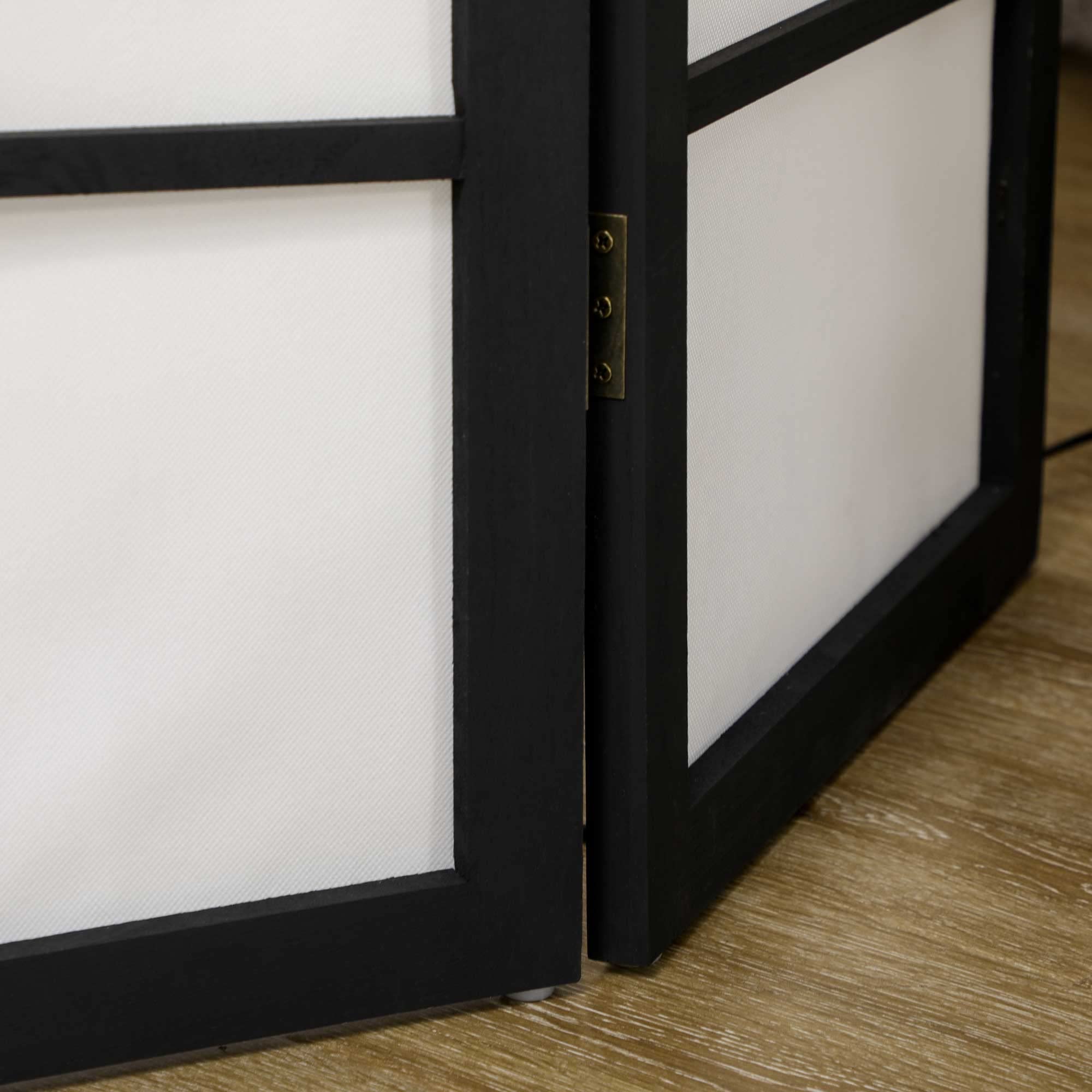 HOMCOM Separè a 3 pannelli, Paravento in Legno Pieghevole per Interni, 120x170cm, Nero e Bianco