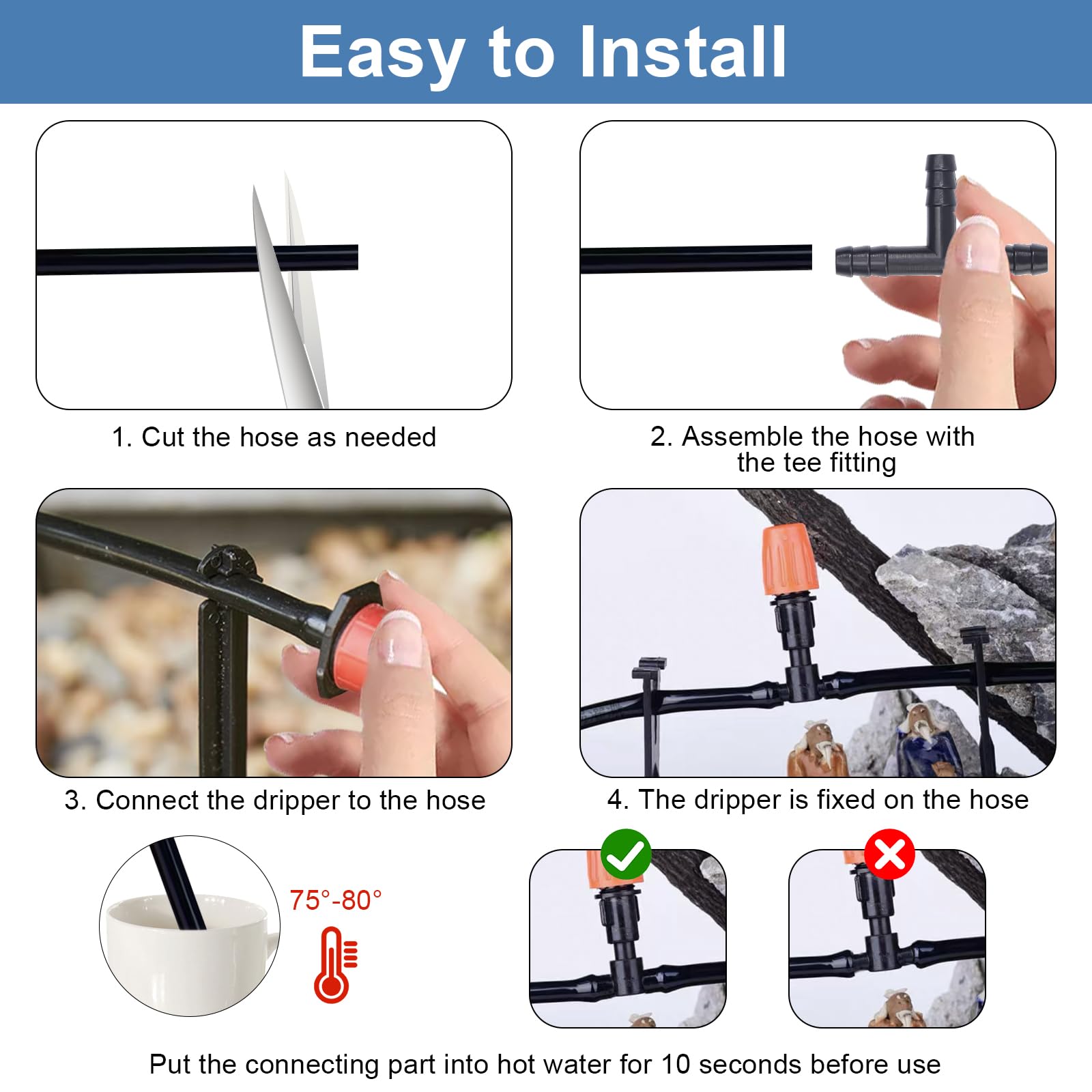 113 Stück T-Verbinder Set - Schlauchverbinder Für Gartenbewässerung Mit Gerade & T-Stücke