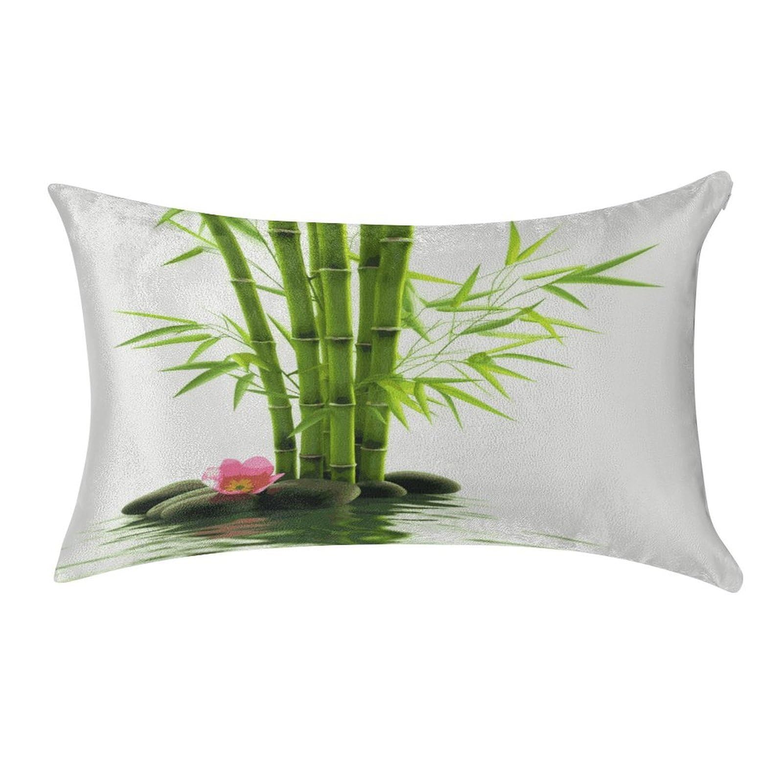 Fekiloot Style Green Bamboo Lotus Pillow Covers Home Decor Pillow Cases