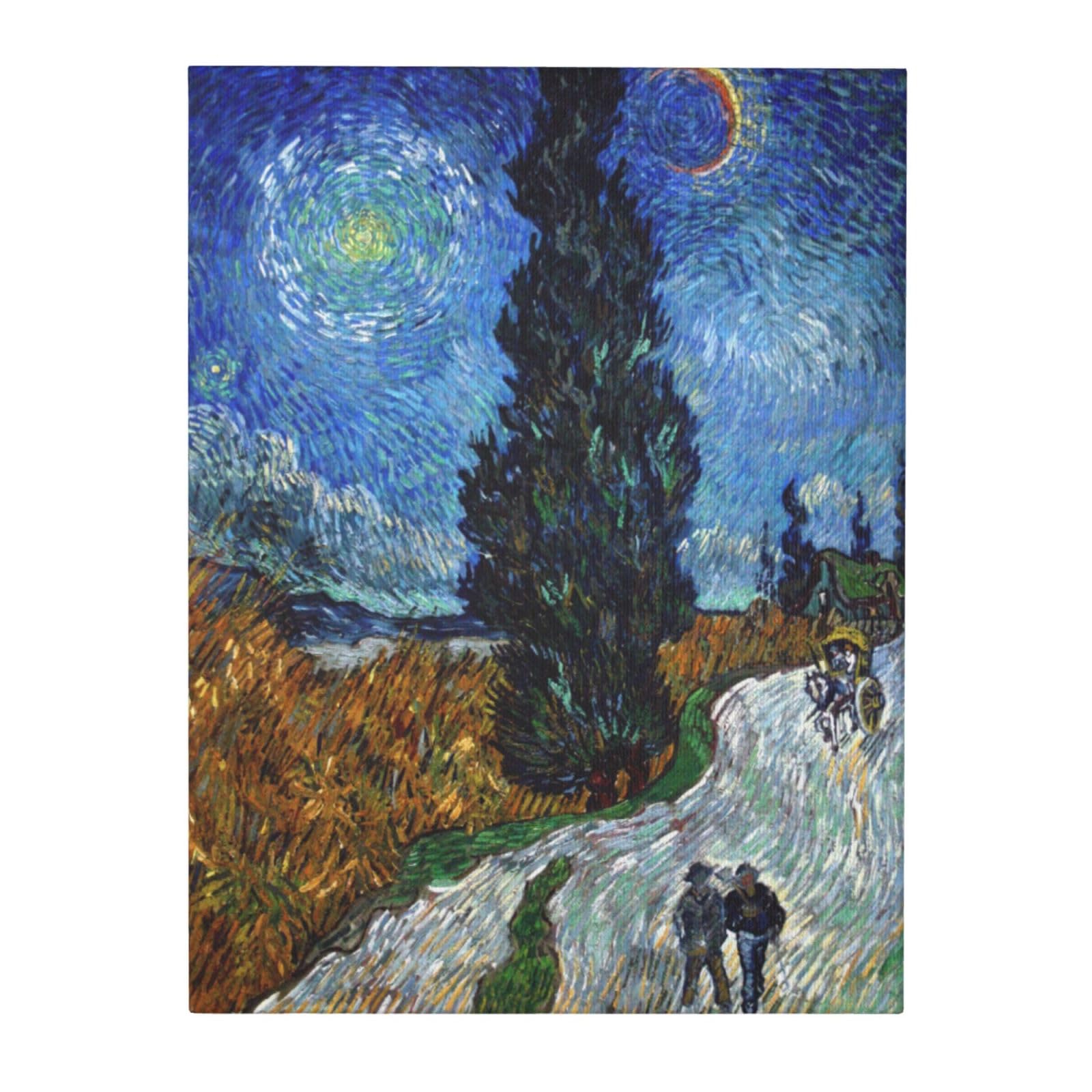手書き油絵 ゴッホ 糸杉と星の見える道 額付 絵画 インテリア 油彩画 手書き油絵 ゴッホ 糸杉と星の見える道 額付 絵画 インテリア 油彩画