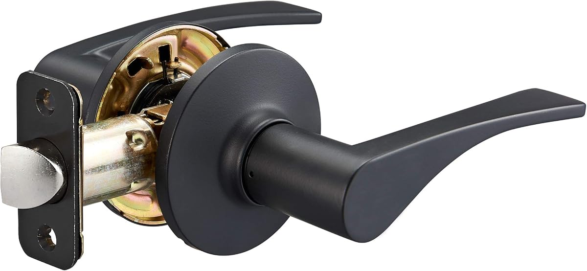Amazon Basics Victorian Easy Installation Passage Door Lever, Matte Black, 1-Pack