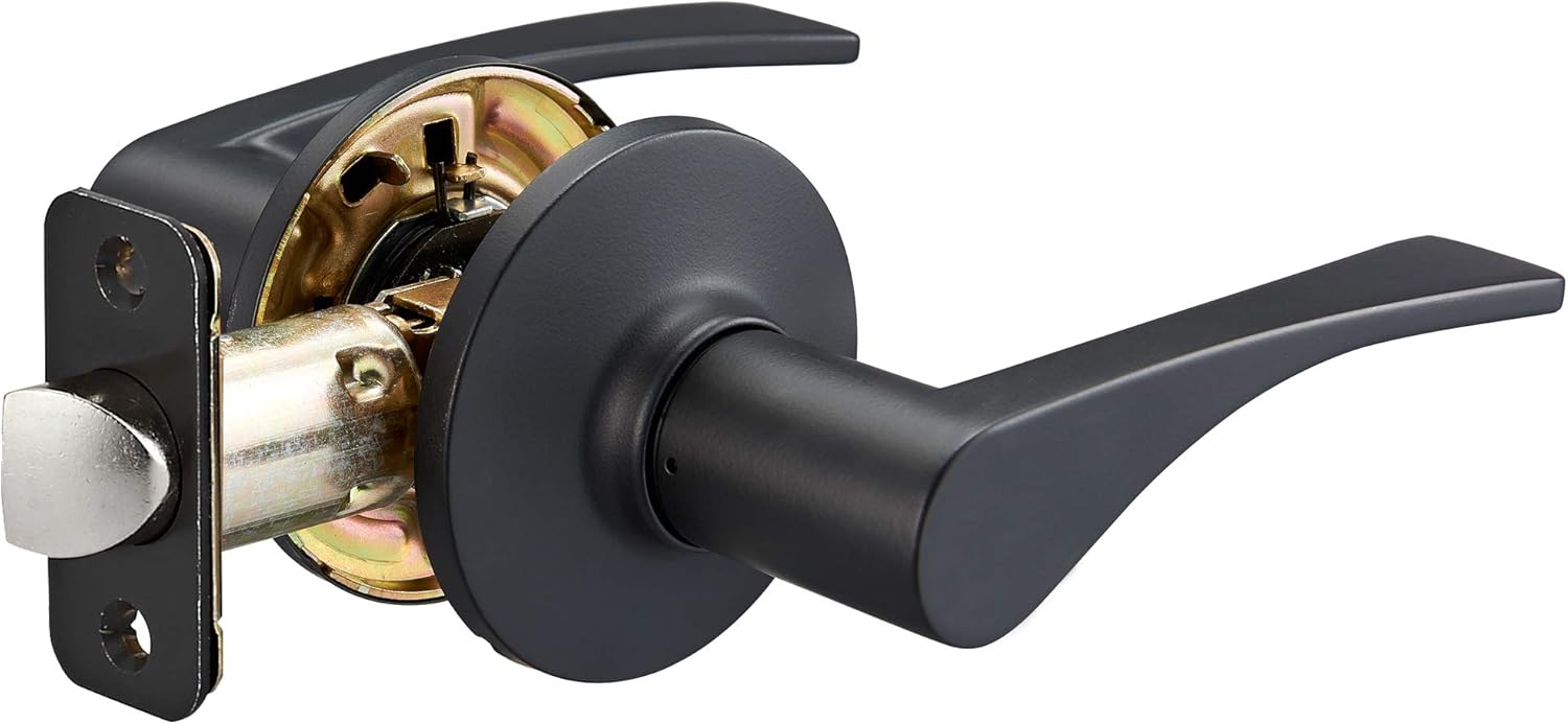 Amazon Basics Victorial Door Lever, Passage, Matte Black Matte Black Passage