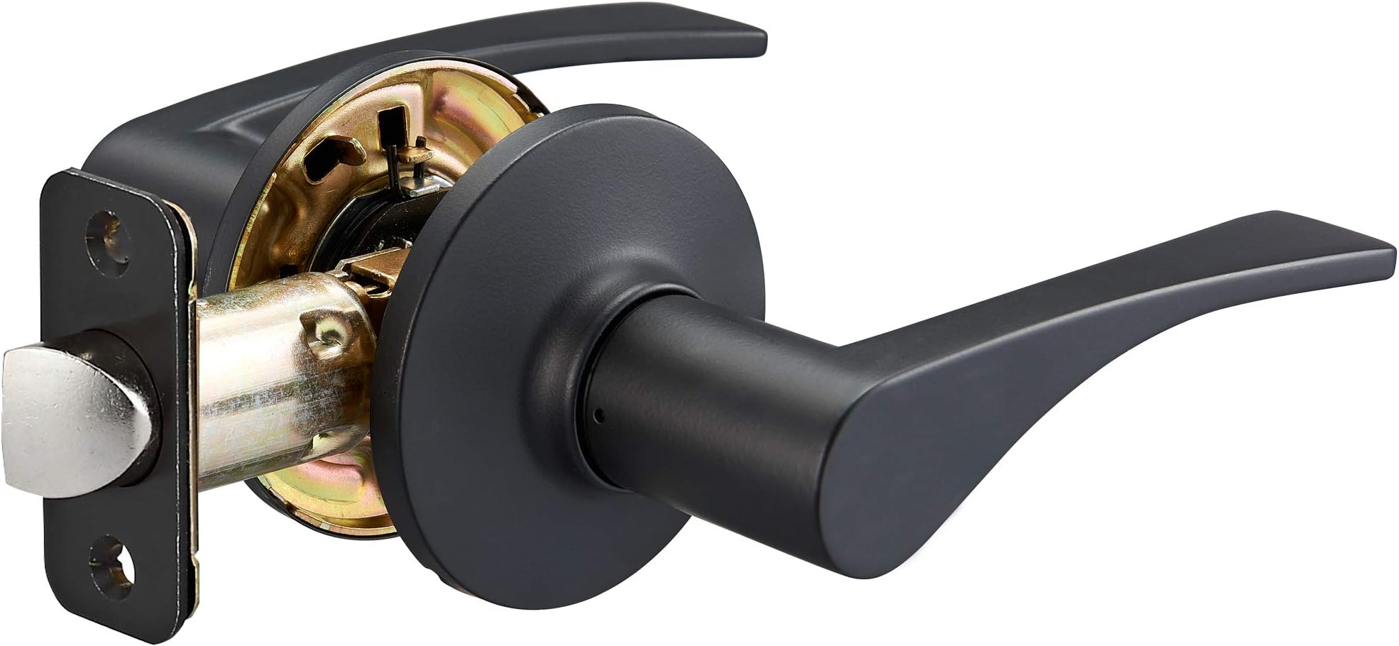 Amazon Basics Victorian Easy Installation Passage Door Lever, Matte Black, 1-Pack