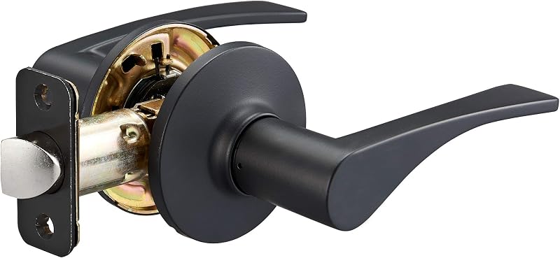 Amazon Basics Victorian Easy Installation Passage Door Lever, Matte Black, 1-Pack