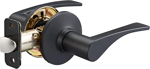 Amazon Basics Victorial Door Lever, Passage, Matte Black, 1-Pack