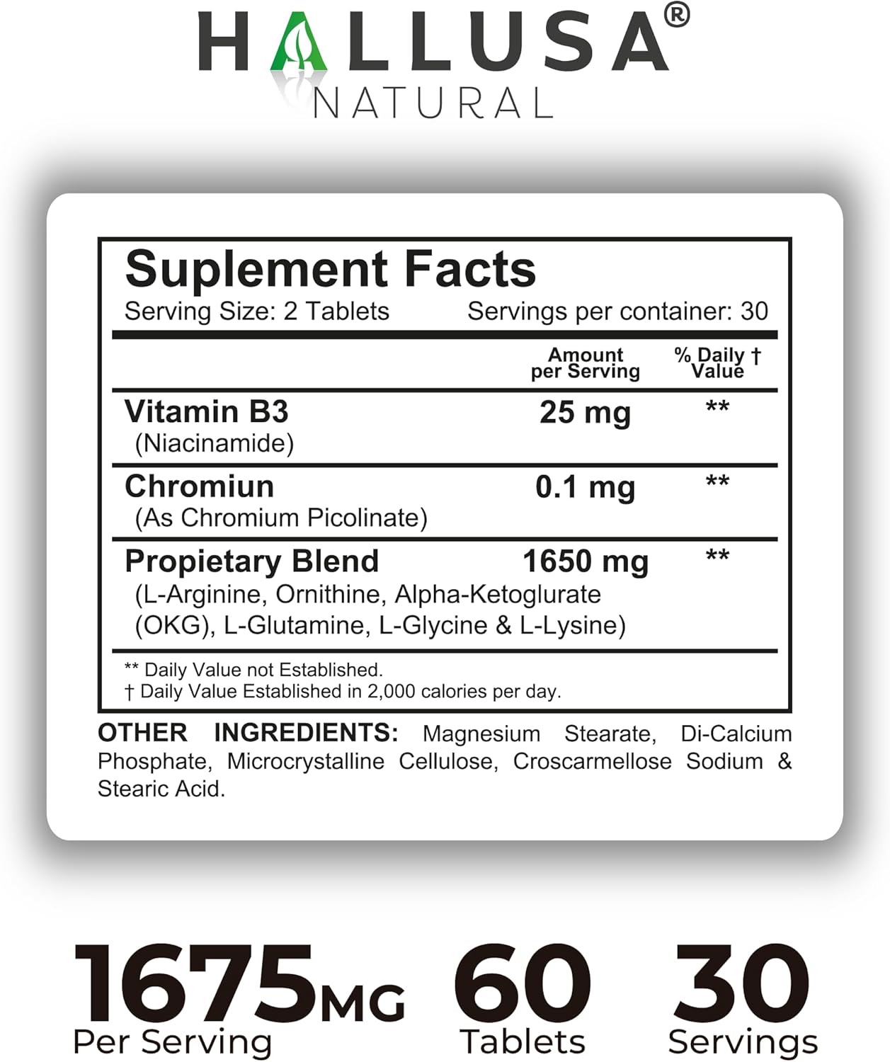 HGH-Releasing Support Supplement with L-Arginine & Ornithine | Nitric Oxide Support for Muscle Recovery, Energy & Performance | Amino Acid Complex with Vitamin B3 & Chromium | 60 Tablets - Image 4