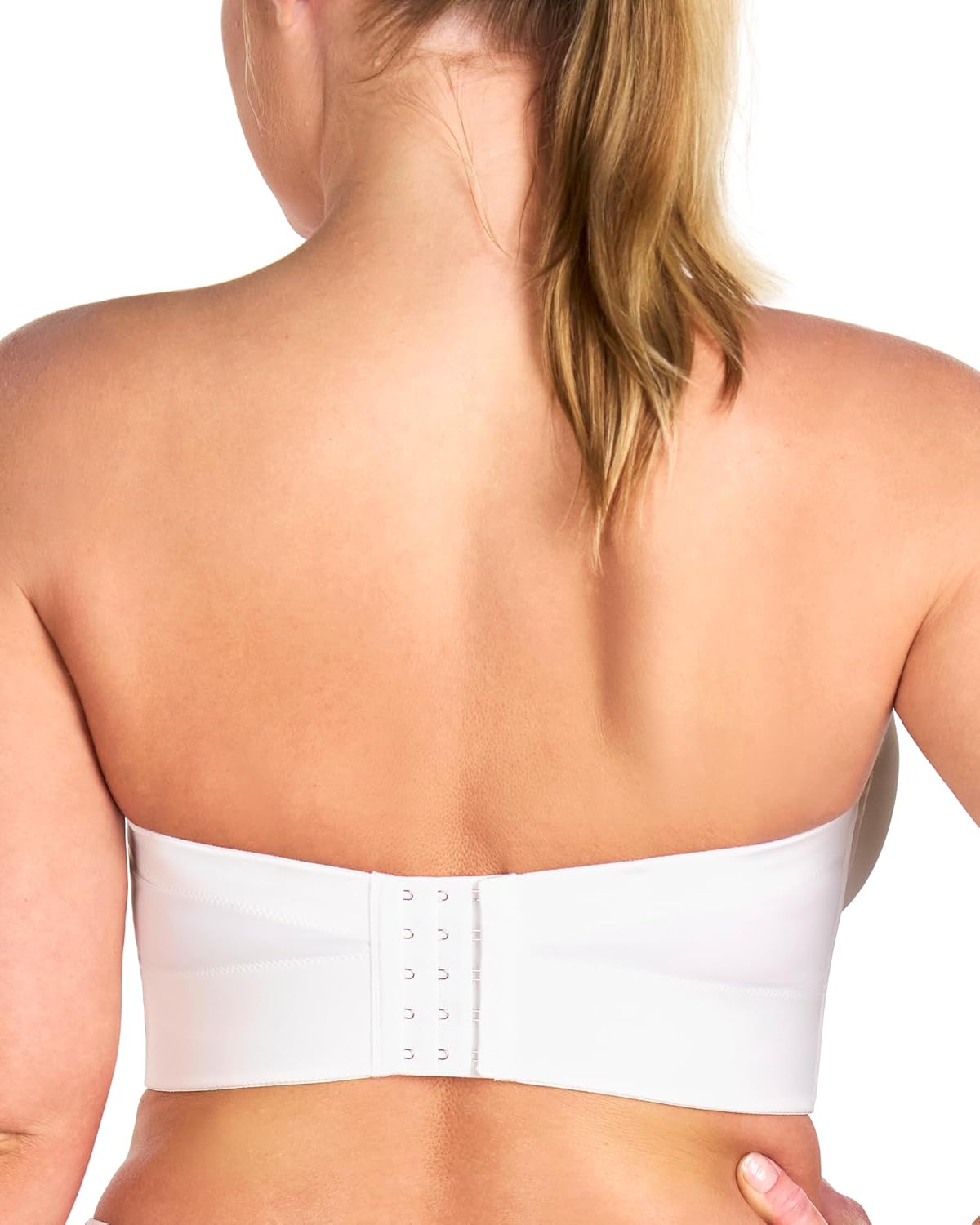 HSIA Strapless Bras for Women, Longline Bandeau for Large Bust Plus Size Supportive Corset Non Slip Convertible Bustier, White 42DDD - Image 3