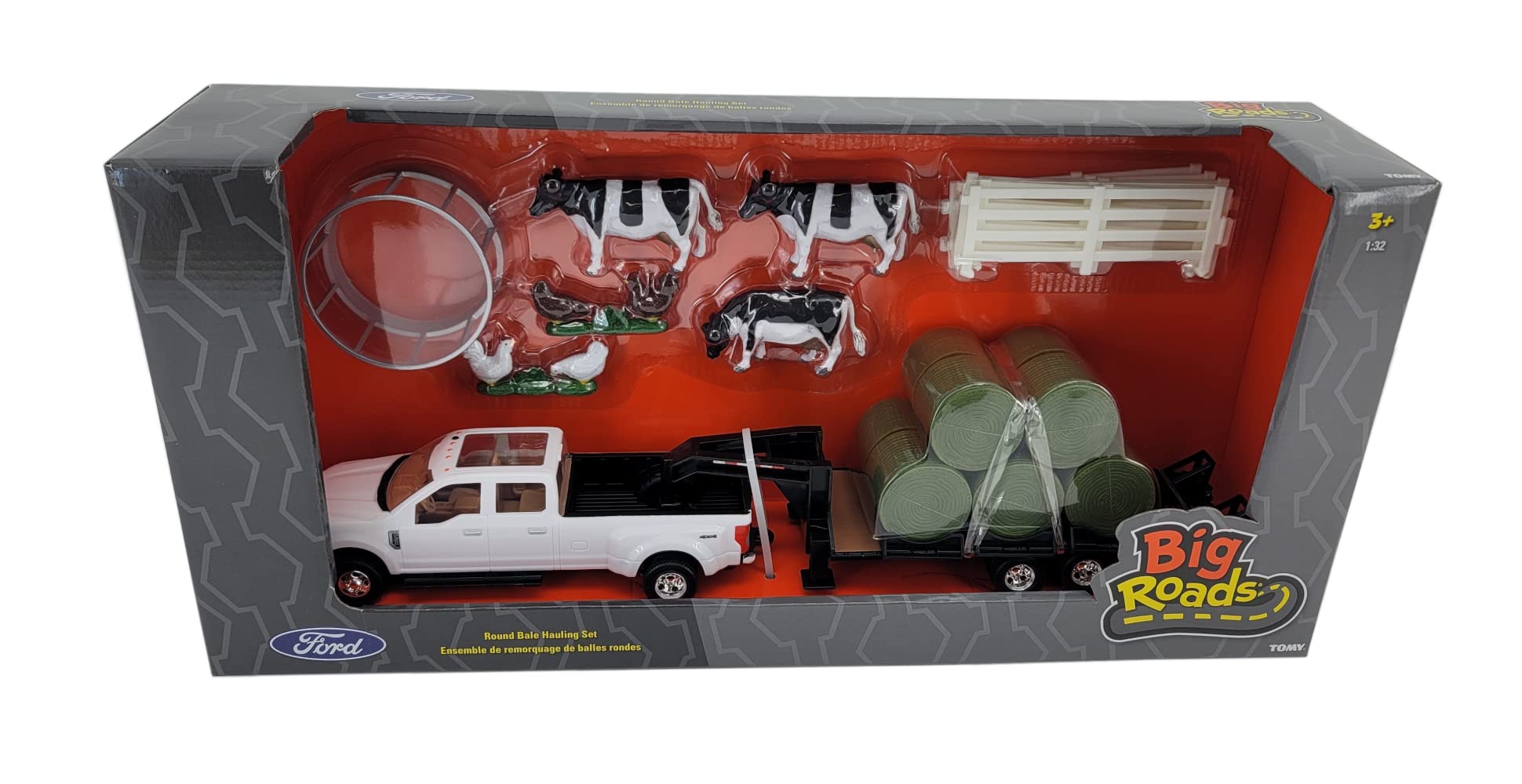 1/32 Big Roads Ford Truck w/Round Bales Hauling Set Toy - LP82786