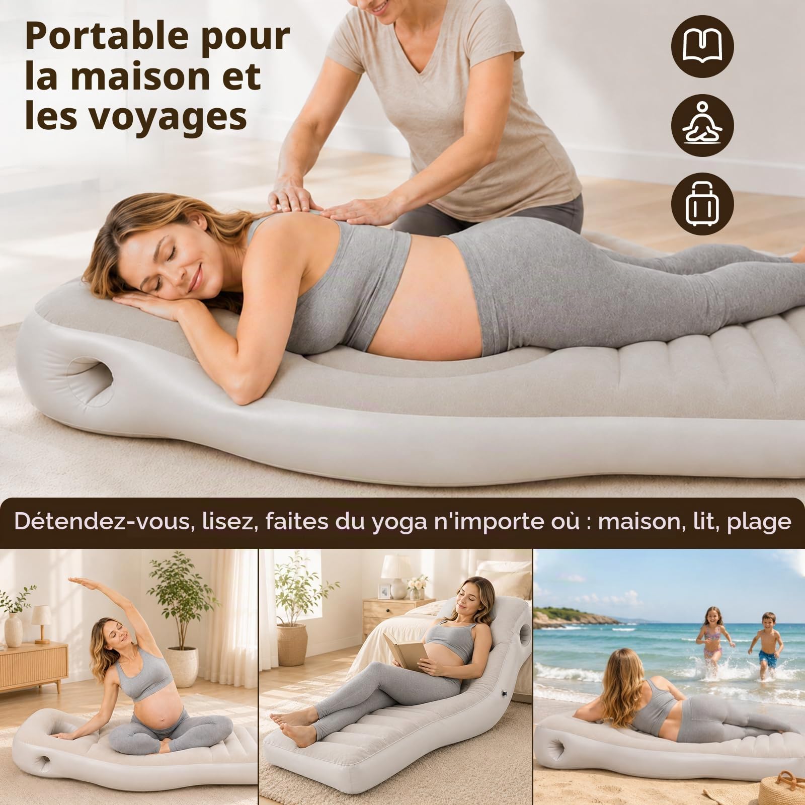 Matelas Gonflable pour Femme Enceinte, Oreillers De Grossesse pour Dormir