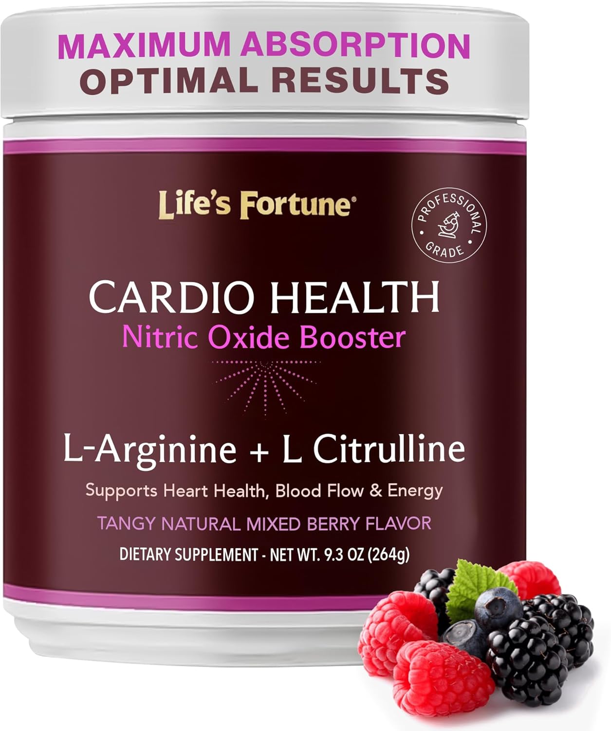 Life's Fortune 5000mg L- Arginine Supplement Powder & 1000mg L-Citrulline, High Potency Nitric Oxide Health Booster, Endurance, Workout Performance, Natural Mixed Berry Flavor (20 Servings)