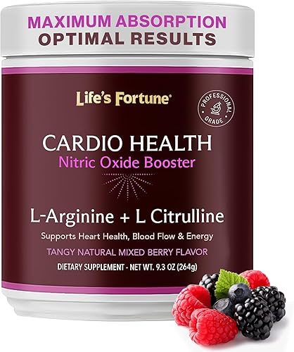 Life's Fortune 5000mg L Arginina 1000mg L Citrulina Suplemento en polvo, refuerzo de óxido nítrico de alta potencia, sabor natural mezclado a bayas