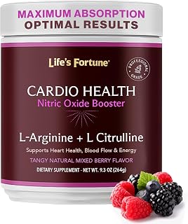 Life's Fortune 5000mg L- Arginine Supplement Powder & 1000mg L-Citrulline, High Potency Nitric Oxide Health Booster, Endurance, Workout Performance, Natural Mixed Berry Flavor (20 Servings)