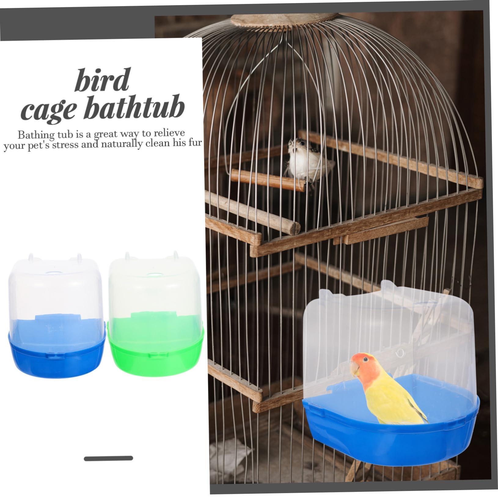 COLLBATH 4 Stück papagei badewanne Vogeltränke für Käfig tragbare Dusche Zubehör für Vogelkäfige Wellensittichbad Schwimmbad praktische Vogelbadewanne Kleiner Vogelduschenwürfel Plastik